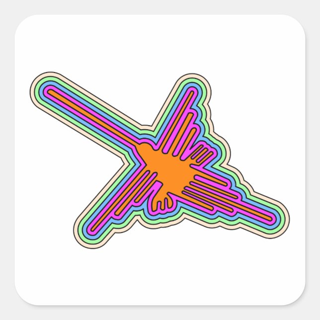 Sticker Carré Dessin de Nazca Hummingbird Pérou (Devant)