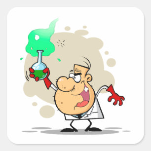 Sticker Carré dessin de scientifique fou