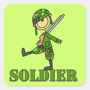Sticker Carré Dessin de soldat bâton