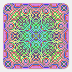 Sticker Carré dessin de tuiles de cercles concentriques colorés