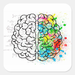 Sticker Carré Dessin d'idée de la psychologie cérébrale