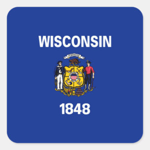 Sticker Carré Dessin du drapeau de l'État du Wisconsin