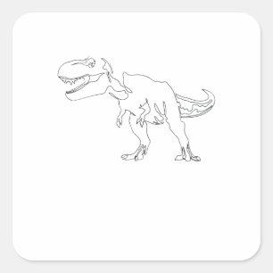 Sticker Carré Dessin d'une ligne Dot T Rex Art unique