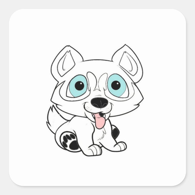 Sticker Carré dessin humoristique blanc (Devant)