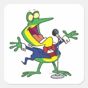 Sticker Carré dessin humoristique de grenouille rousse