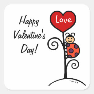 Sticker Carré Dessin mignon personnalisé de coccinelle