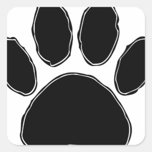 Sticker Carré Dessin Paw Chien En Noir