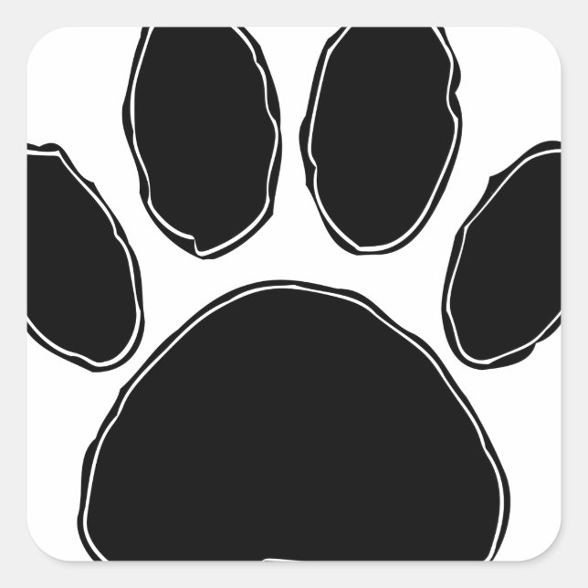 Sticker Carré Dessin Paw Chien En Noir (Devant)