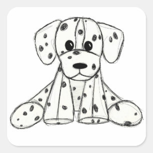 Sticker Carré Dessin simple de contour de chien dalmate rembourr