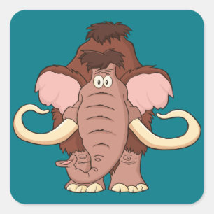 Sticker Carré Dessin Wooly Mammoth