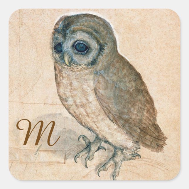 Sticker Carré DESSINS ANIMAUX DE RENAISSANCE /LE MONogramme OWL (Devant)