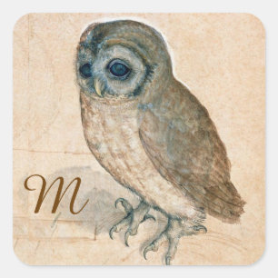 Sticker Carré DESSINS ANIMAUX DE RENAISSANCE /LE MONogramme OWL