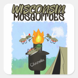 Sticker Carré Dessins animés de moustiques du Wisconsin - Campin