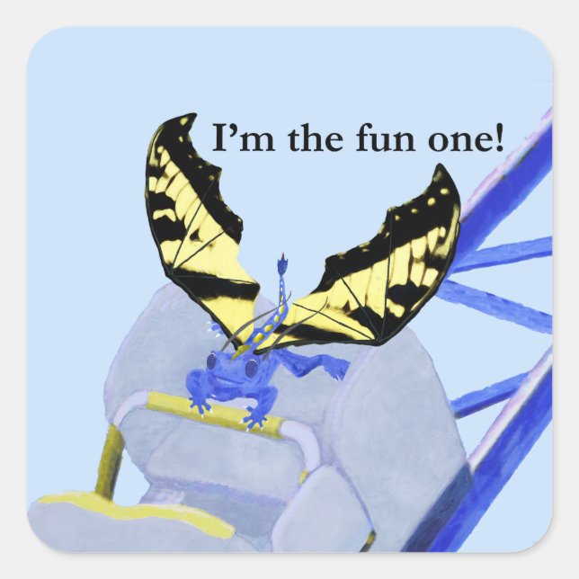 Sticker Carré dessous de verre à dragon et à rouleaux (Devant)