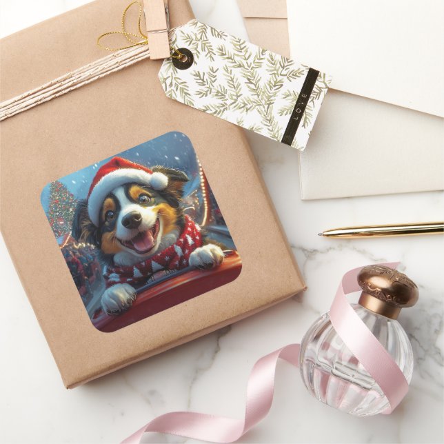 Sticker Carré Dessous de verre australien à rouleaux de chien de (Cadeaux)