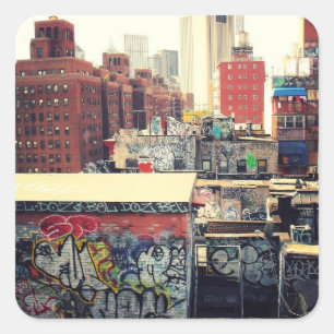 Sticker Carré Dessus de toit de New York City couverts dans le