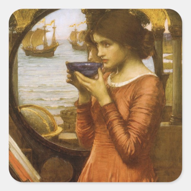 Sticker Carré Destin par John William Waterhouse (Devant)