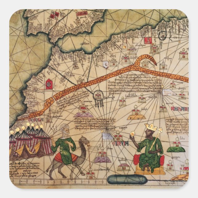 Sticker Carré Détail de la copie d'une carte catalane de l'Europ (Devant)