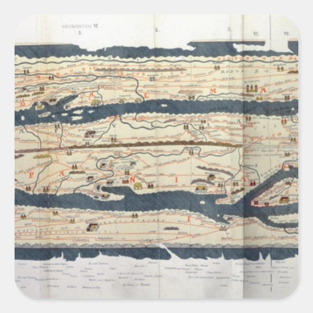 Sticker Carré Détail de la table Peutinger (Devant)