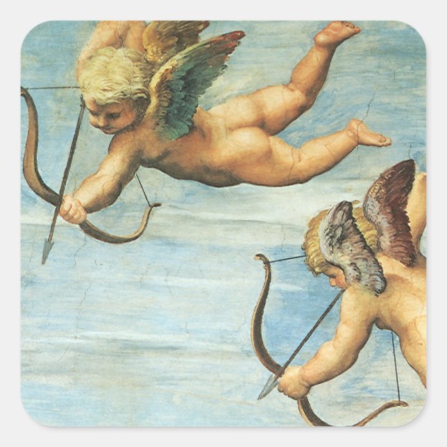 Sticker Carré Détail des anges du Triomphe de Galatée par Raphaë (Devant)