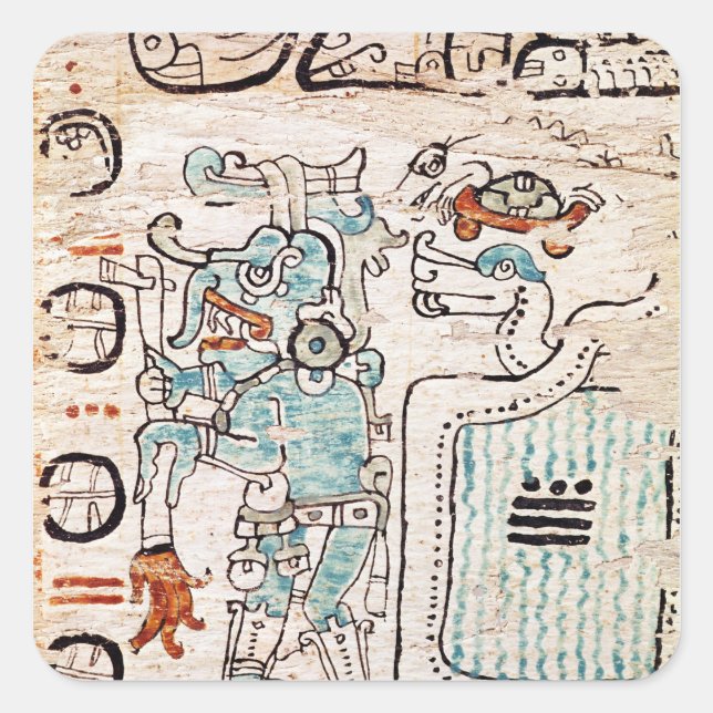 Sticker Carré Détail d'un codex maya (Devant)
