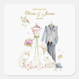 Sticker Carré Détails personnalisés Mariée & Marié