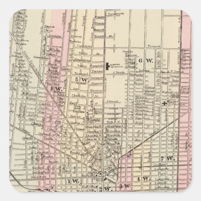 Sticker Carré Détroit (Devant)