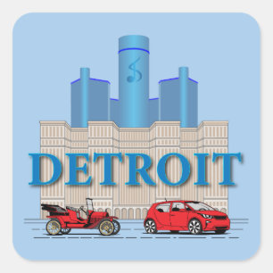 Sticker Carré Detroit Michigan États-Unis