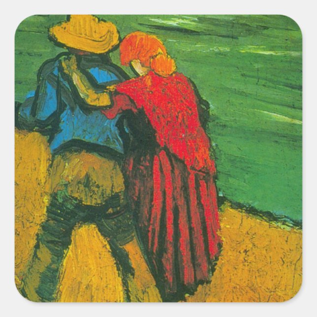 Sticker Carré Deux amoureux par Vincent van Gogh (Devant)