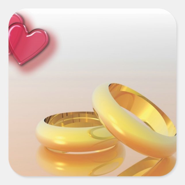 Sticker Carré Deux coeurs deux anneaux (Devant)