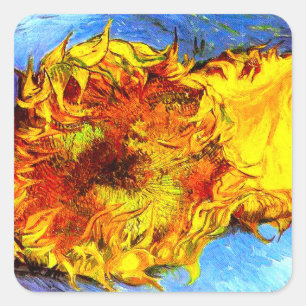 Sticker Carré Deux Coupes de tournesols Van Gogh