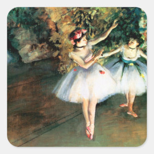 Sticker Carré Deux danseurs sur scène par Degas