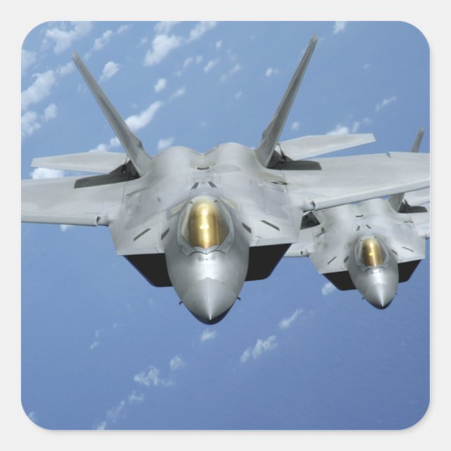 Sticker Carré Deux F-22 Raptors survolent l'océan Pacifique 2 (Devant)