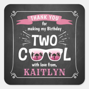 Sticker Carré Deux filles Cool Chalkboard 2e fête d'anniversaire