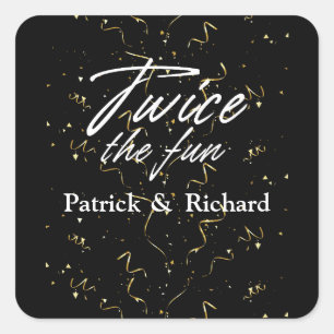 Sticker Carré Deux fois les amis amusants Jour d'anniversaire co