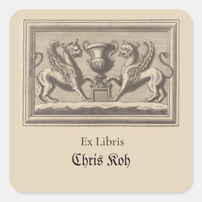 Sticker Carré Deux Griffins et un Trophée modifiables (Devant)