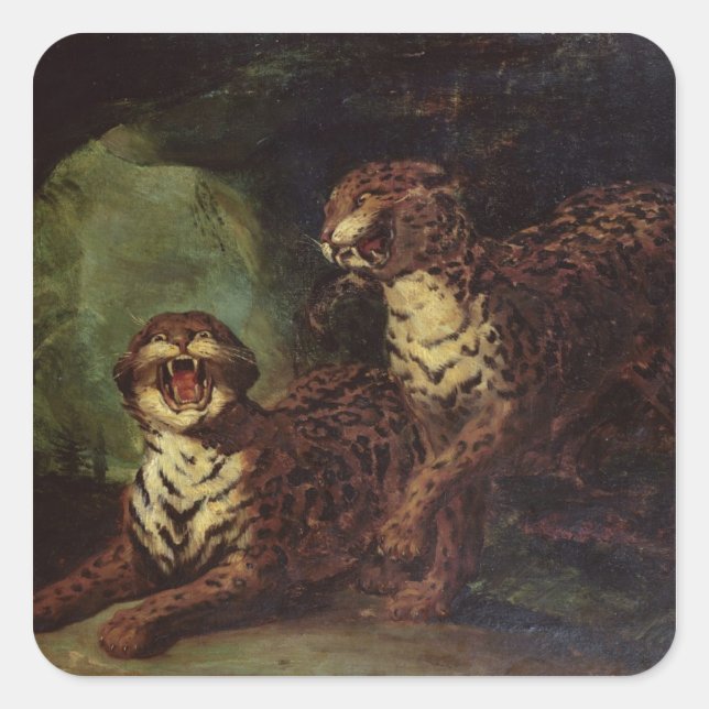 Sticker Carré Deux léopards, c. 1820 (Devant)