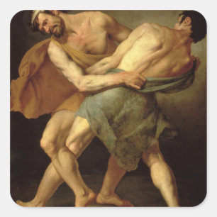 Sticker Carré Deux lutteurs