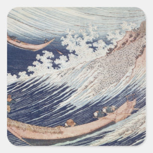 Sticker Carré Deux petits bateaux de pêche en mer