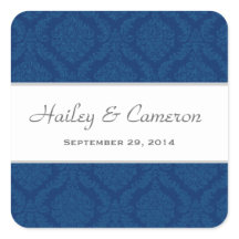 Deux tonalités Navy Blue Mariage damassé V16