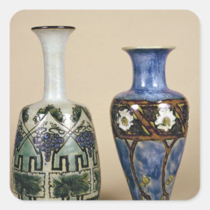 Sticker Carré Deux vases à Doulton par Eliza Simmance, c.1880