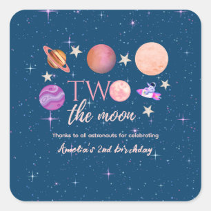 Sticker Carré Deux vers la Lune  Navire de l'Espace Planètes 2èm
