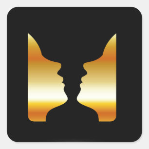 Sticker Carré Deux visages côte à côte avec illusion d'un vase