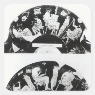 Sticker Carré Deux vues d'un rouge-chiffre tasse de grenier