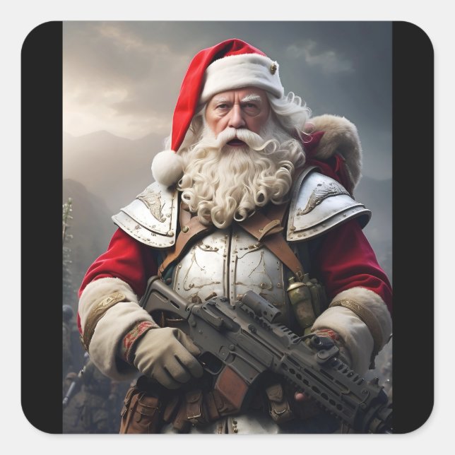 Sticker Carré Deuxième amendement Père Noël Funny Christmas (Devant)