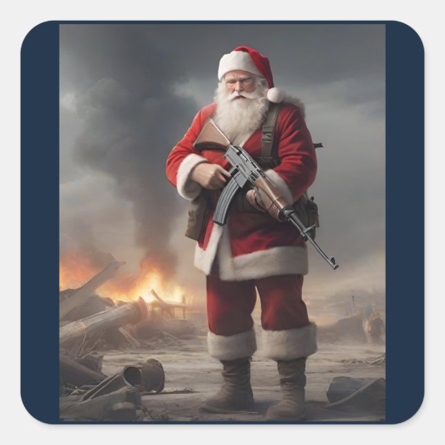 Sticker Carré Deuxième amendement Père Noël Funny Christmas (Devant)