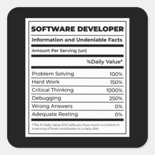 Sticker Carré Développeur logiciel Funny neutritunal