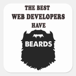 Sticker Carré développeur web a des barbes, cadeau pour lui homm