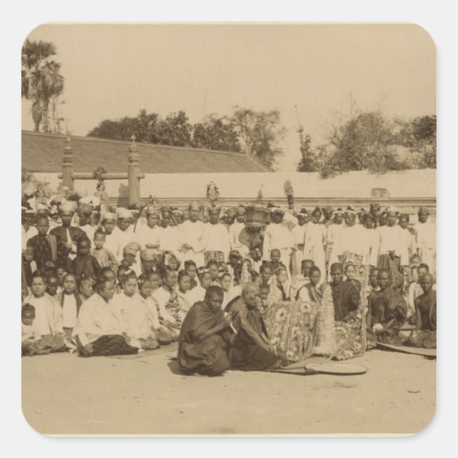 Sticker Carré Dévotions à la Pagode Arakan, Mandalay, (Devant)