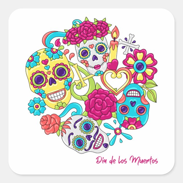 Sticker Carré Dia de Los Muertos (Devant)